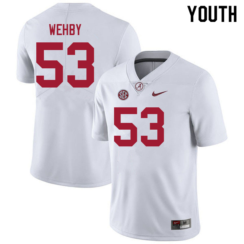 Youth #53 Kade Wehby Alabama White Tide College Football Jerseys Sale-White